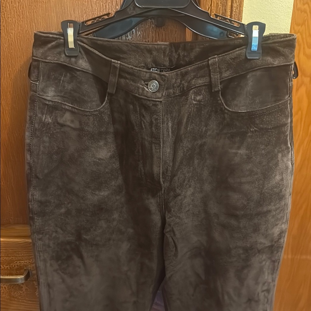 Etcetera Dark Brown Suede Leather Pants